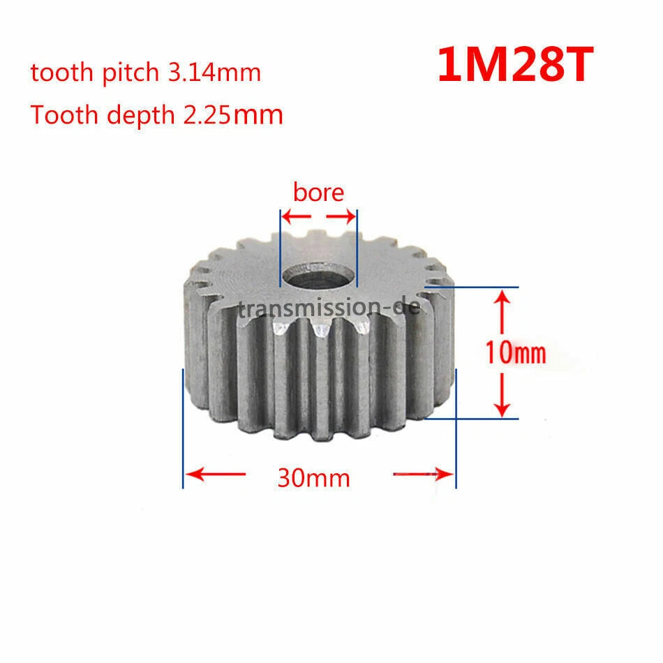 1/1.5 Mod 12T-150T Spur Gear 45# Steel Pinion Gear Thickness 1M-10mm 1.5M-15mm