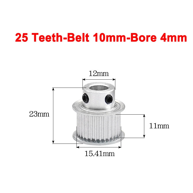 2GT Drive Pulley With Step 16 Tooth - 100 Tooth Bore 4mm - 25mm for 10mm Belt