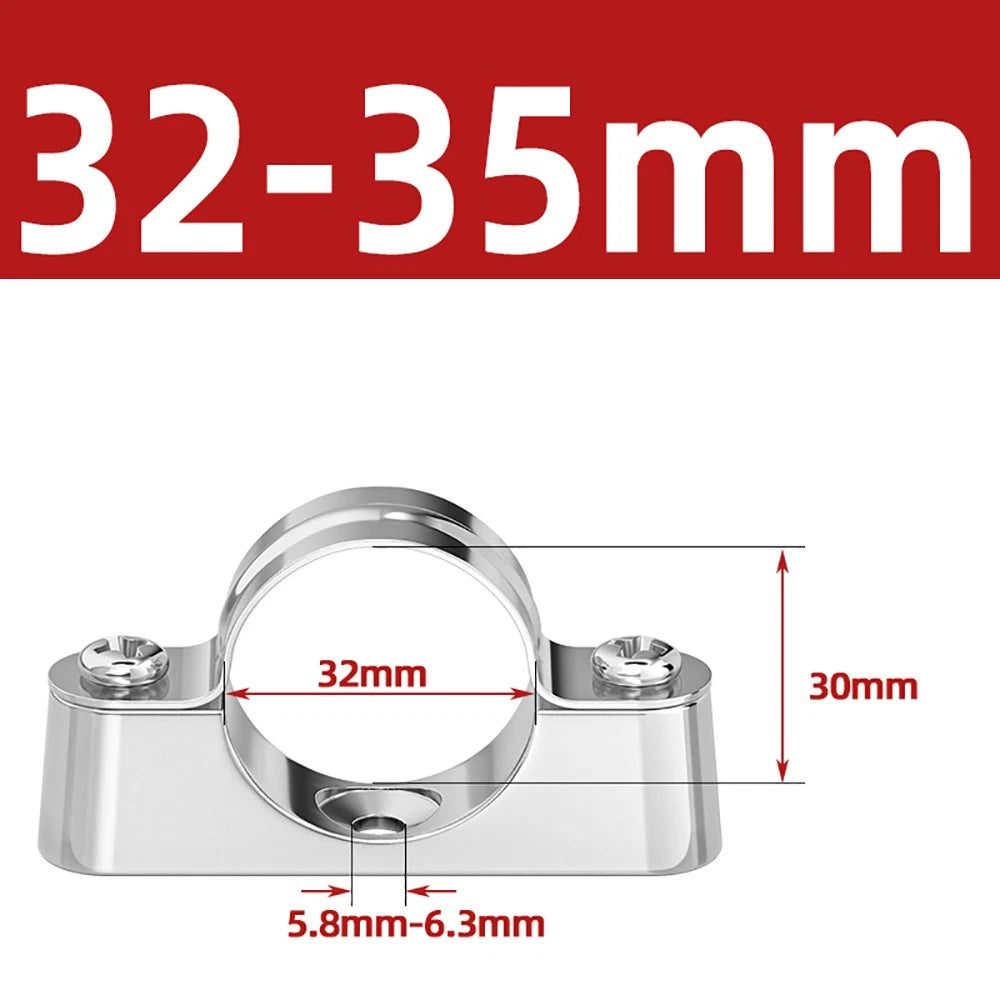 Stainless Steel Pipe Clamp Mount Support Brackets — Wall Fixing Base Fittings