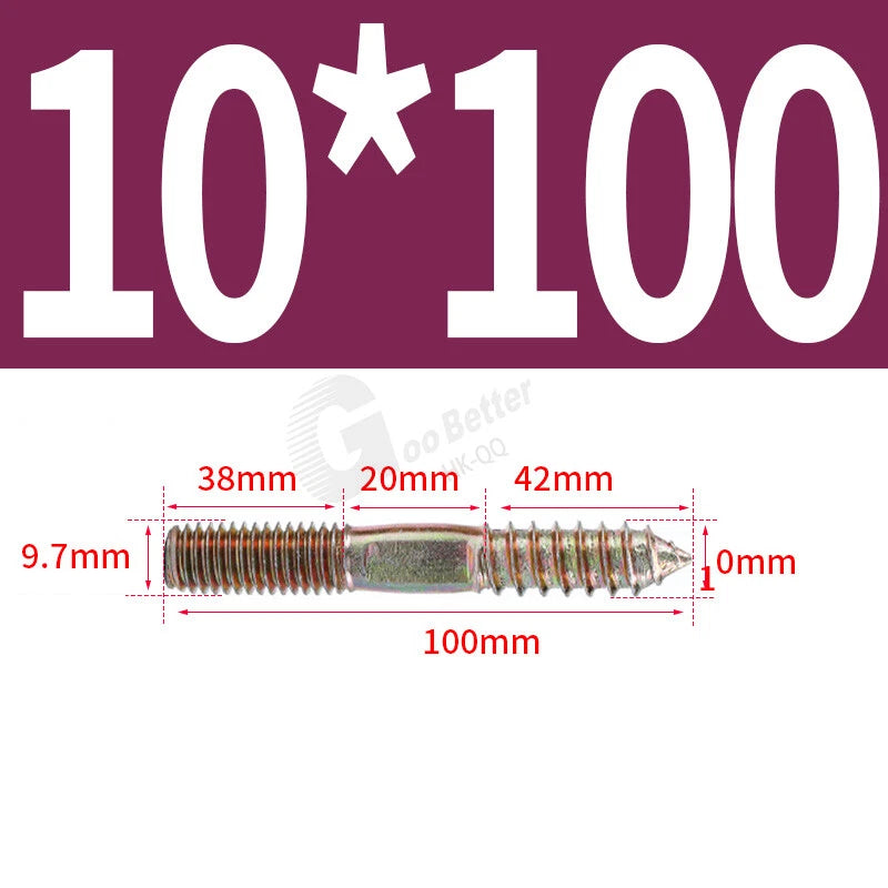 M6 M8 M10 4.8 STEEL WOOD TO METAL DUAL THREAD DOWEL SCREWS HANGER BOLTS
