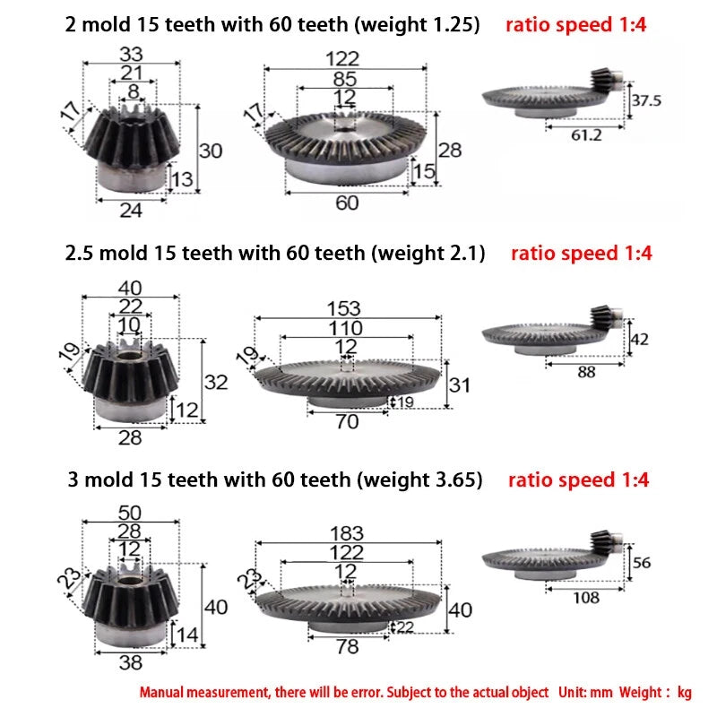 Precision Bevel Gears 0.5/1/1.5/2/2.5/3 Module 12 -160 Teeth Bevel Gear 1:2-1:8