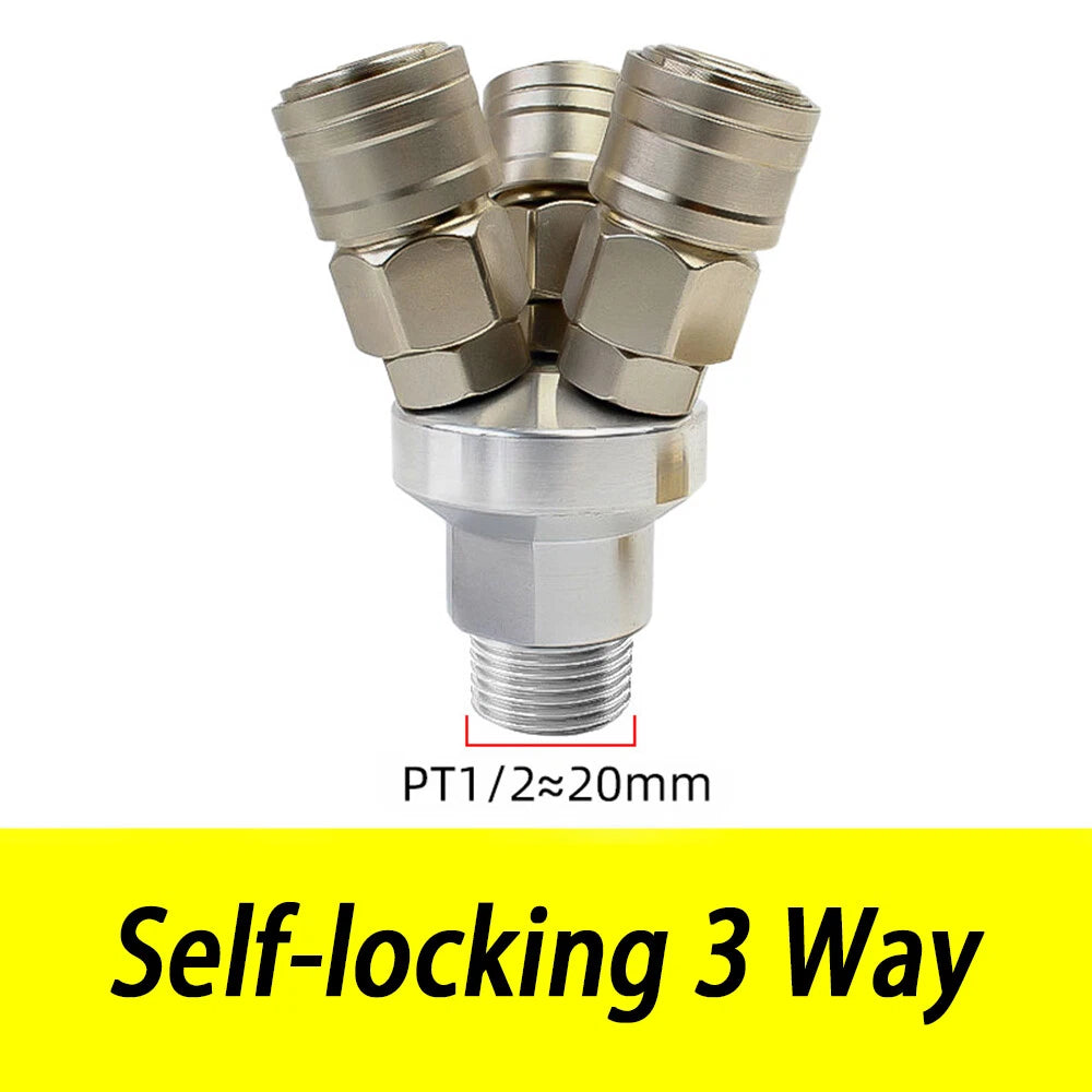 2 3 Way 1 4" Bsp Air Line Hose Compressor Y Splitter Coupling Connector Airline