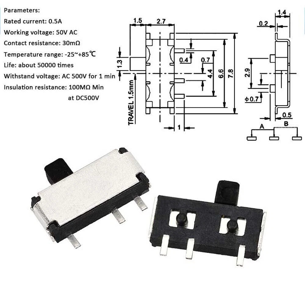 Miniature Slide Toggle Switch — 2/3-Position, Single/Double Row, Vertical & Horizontal, Through-Hole & SMD