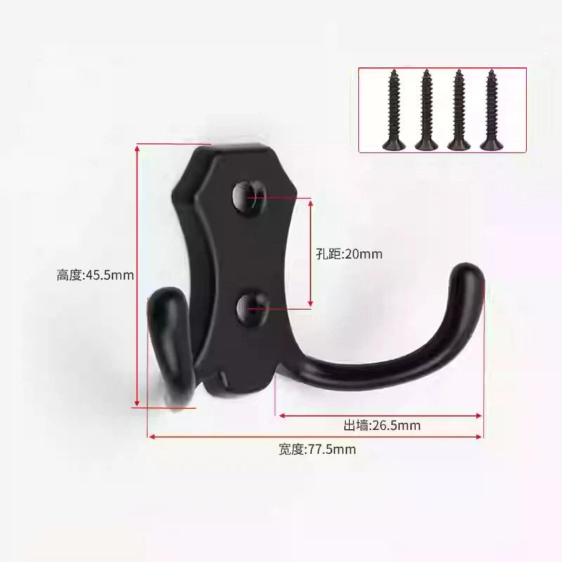Double Hat Coat Hooks Hanger Door Wall Cloth Towel Holder Organiser Rack Robe