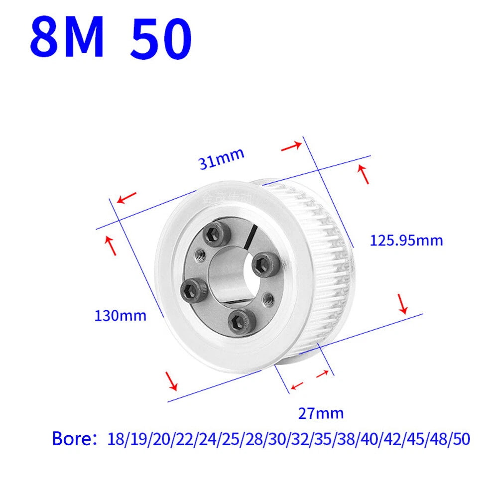 HTD-8M 18T-60T Timing Belt Pulley With Expansion/Tension Sleeve Teeth Width 27mm