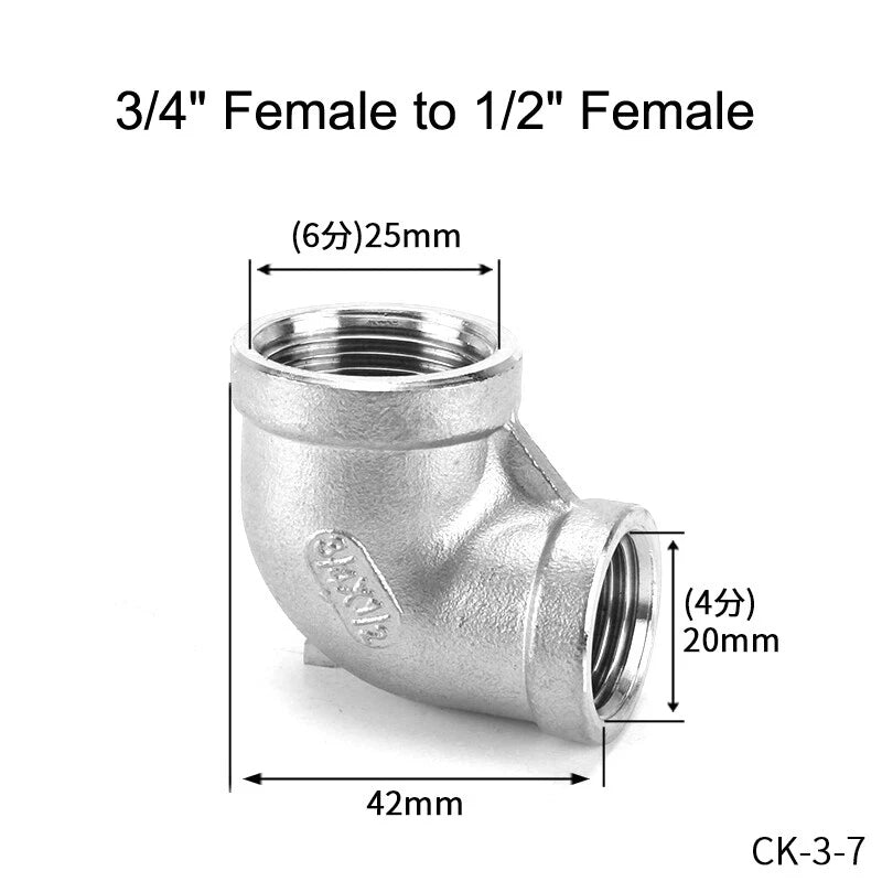 Stainless Steel BSP Reducer 90° Elbow Fittings — 1/8" to 1" Male & Female