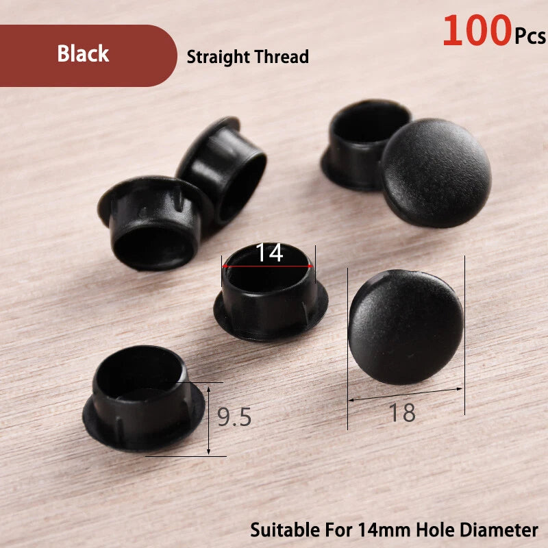 Plastic Screw Hole Cover Caps – For 5mm to 16mm Holes (100-Pack) – Multiple Colors