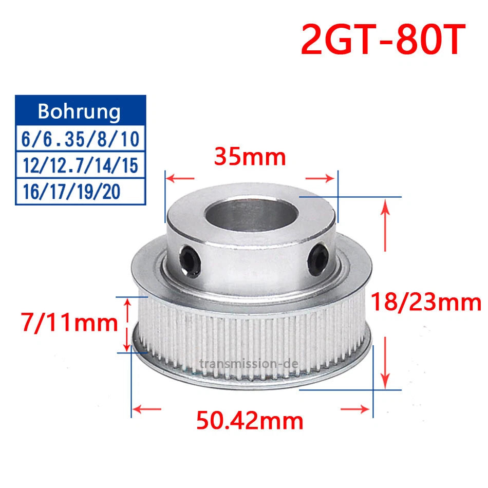 16T - 100T Synchronous Wheel GT2 Timing Belt Pulley for 10 mm width Drive Belts