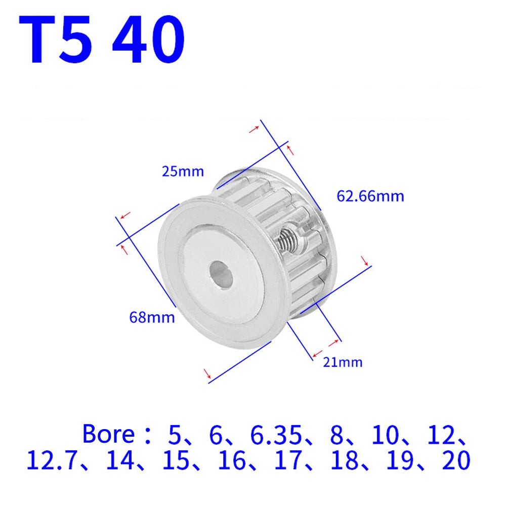 T5 12T-60T Timing Belt Pulley Pitch 5mm AF-type With Keyway Teeth Width 21mm