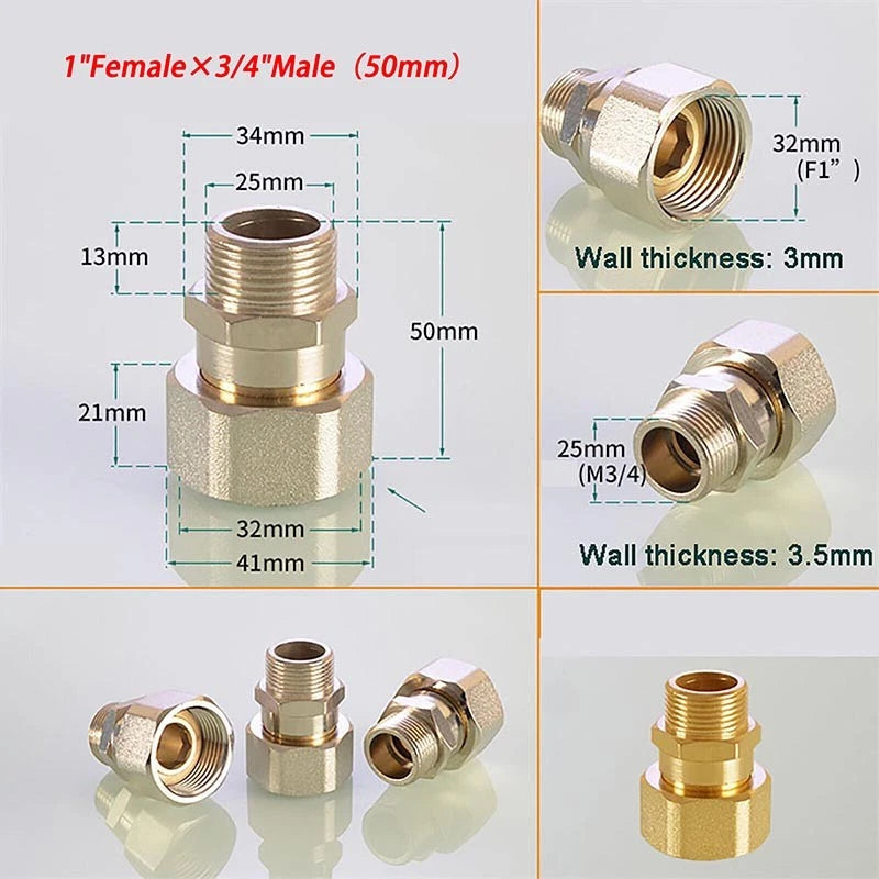 Brass Compression Fittings — Straight Coupling & Elbow Connector, 1/2" 3/4" 1" Female/Male