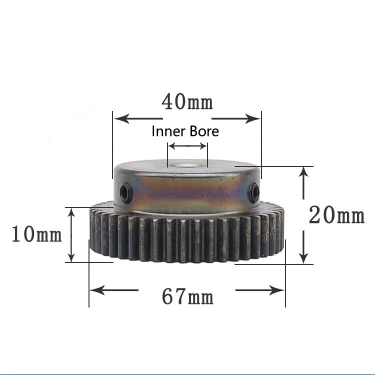 Steel 45# Mod 1 Spur Pinion Gear 40-80 Teeth Motor Gear 6-25mm Bore With Screw