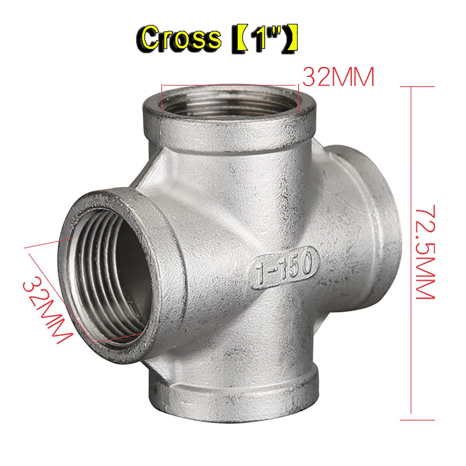 304 Stainless Steel BSP Tee & Cross Pipe Fittings — 1/8" to 2" | F&F&F, M&M&M, Reducer & Cross