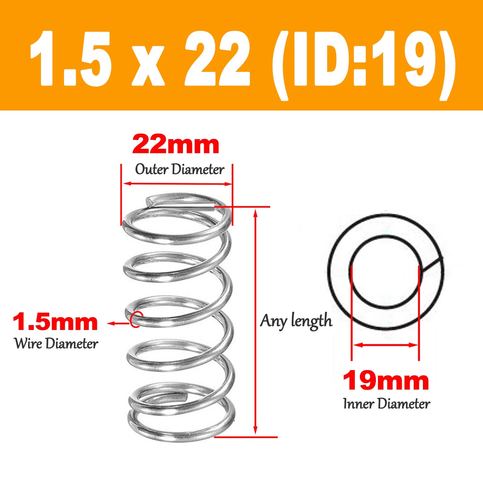 1.5mm Wire 304 Compression Spring Small 16mm-30 mm Diameter Pressure Compressed