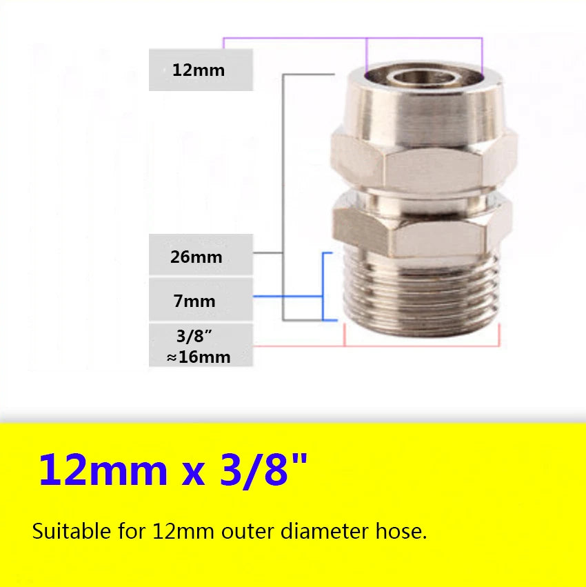 Pneumatic Straight Push-to-Connect Fittings — Male Thread, OD 4mm to 16mm Hose