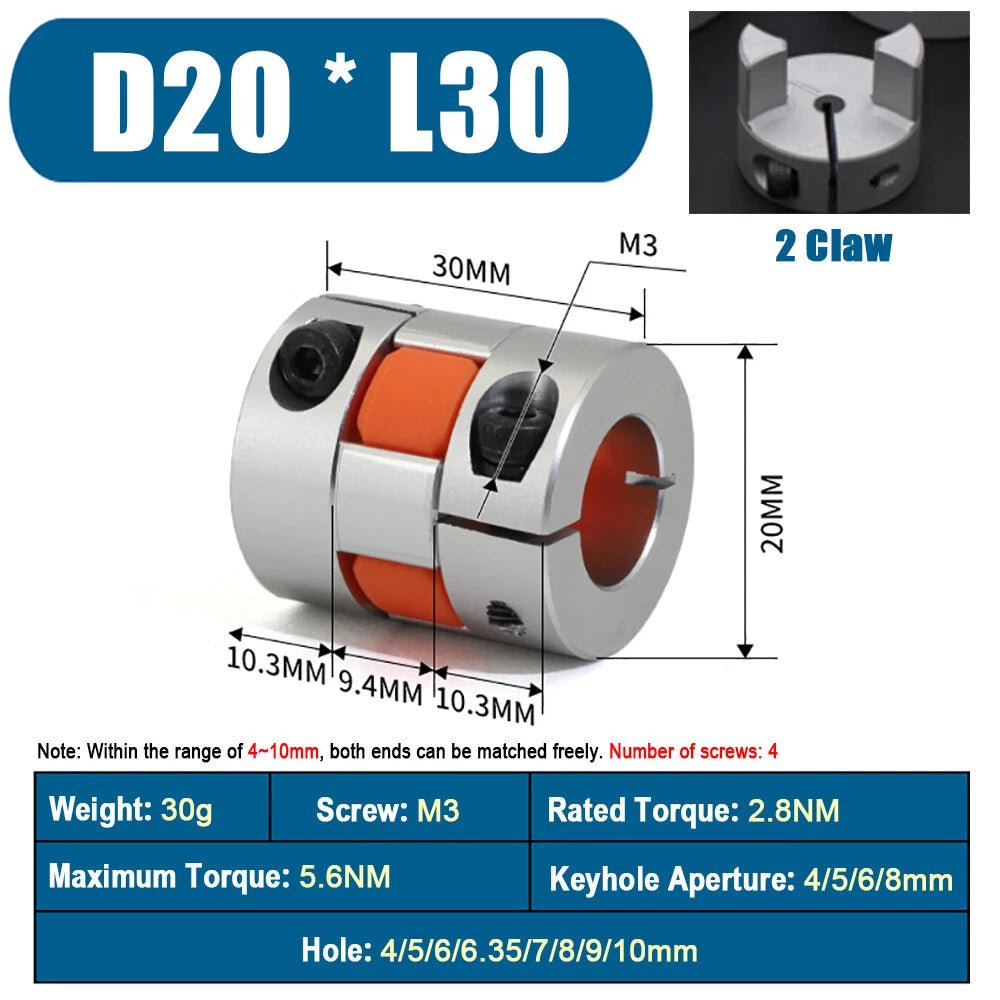 CNC Shaft Coupler Flexible Plum Spider Jaw Coupling Stepper Motor All Bore Sizes