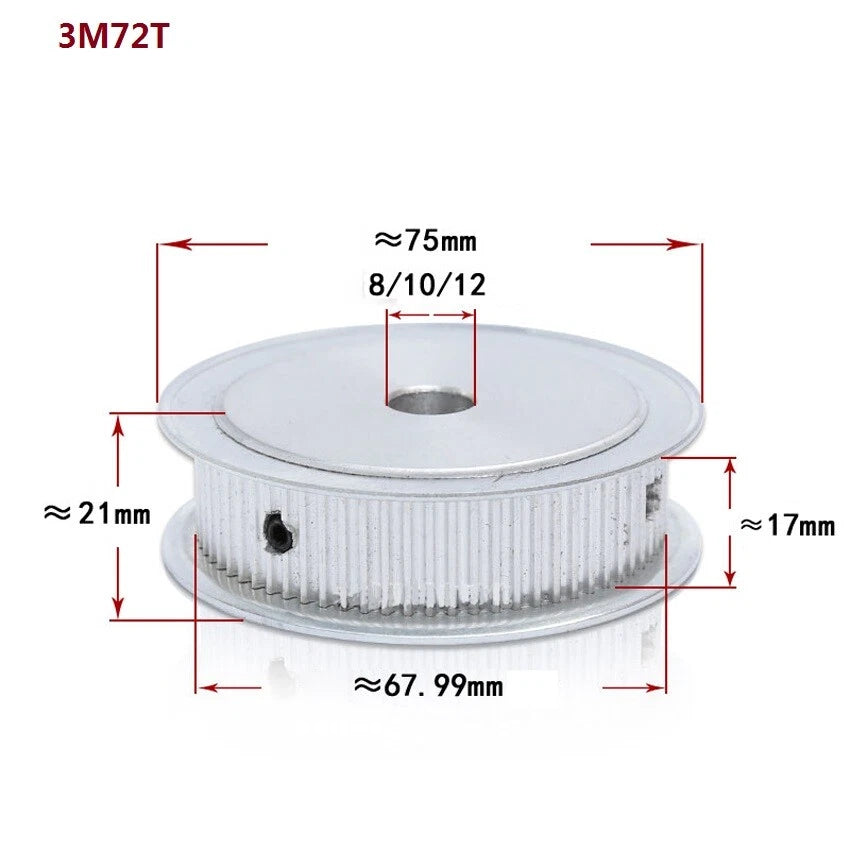 HTD-3M 14-72T Timing Belt Pulley Pitch 3mm AF-type Drive Pulley Teeth Width 16mm