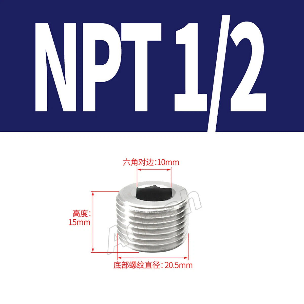 Male Allen Socket Pipe Plugs – 1/16" to 2" PT & NPT Threads, 304 Stainless Steel End Caps