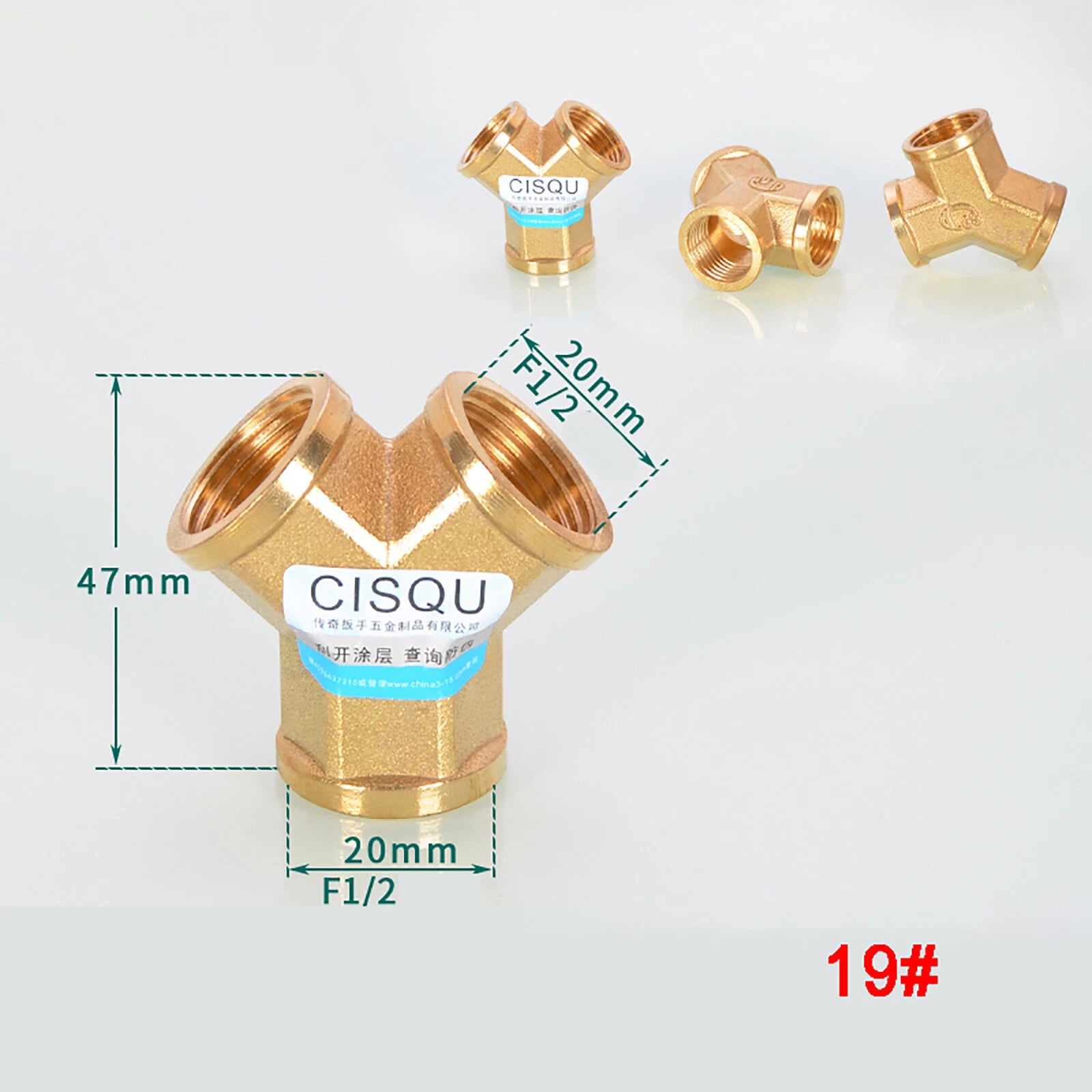 Brass Tee 3-Way BSP Pipe Fitting — Equal & Reducer, 1/2" & 3/4"