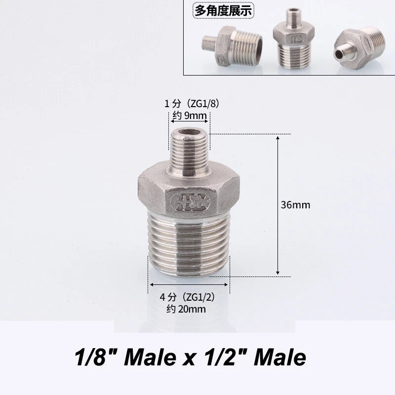 Stainless Steel 90° Elbow BSP Pipe Fittings — Female & Male Reducing Adapters