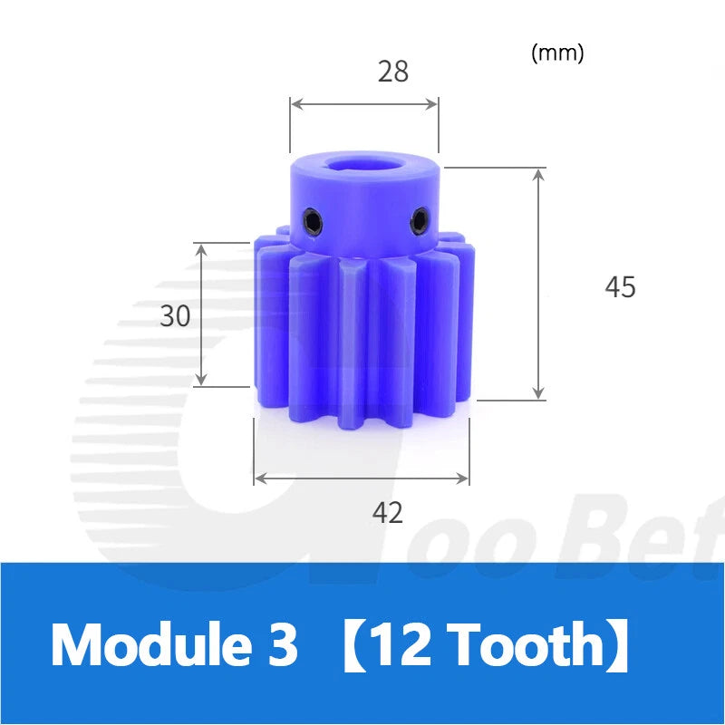 Module 2 3 Precision Spur Gear 12 - 30 Tooth Pinion with Step Keyway Bore Nylon