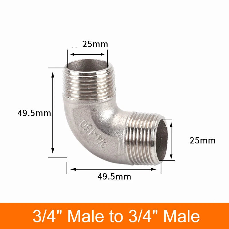 Stainless Steel 90° Elbow BSP Pipe Fittings — Same-Size & Reducing Female/Male Adapters