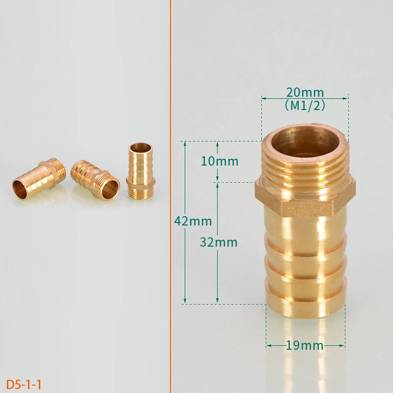 BSP Hose Barb Fittings — 1/2" & 3/4" Male or Female Thread × 6–25mm Barb (2-Pack)