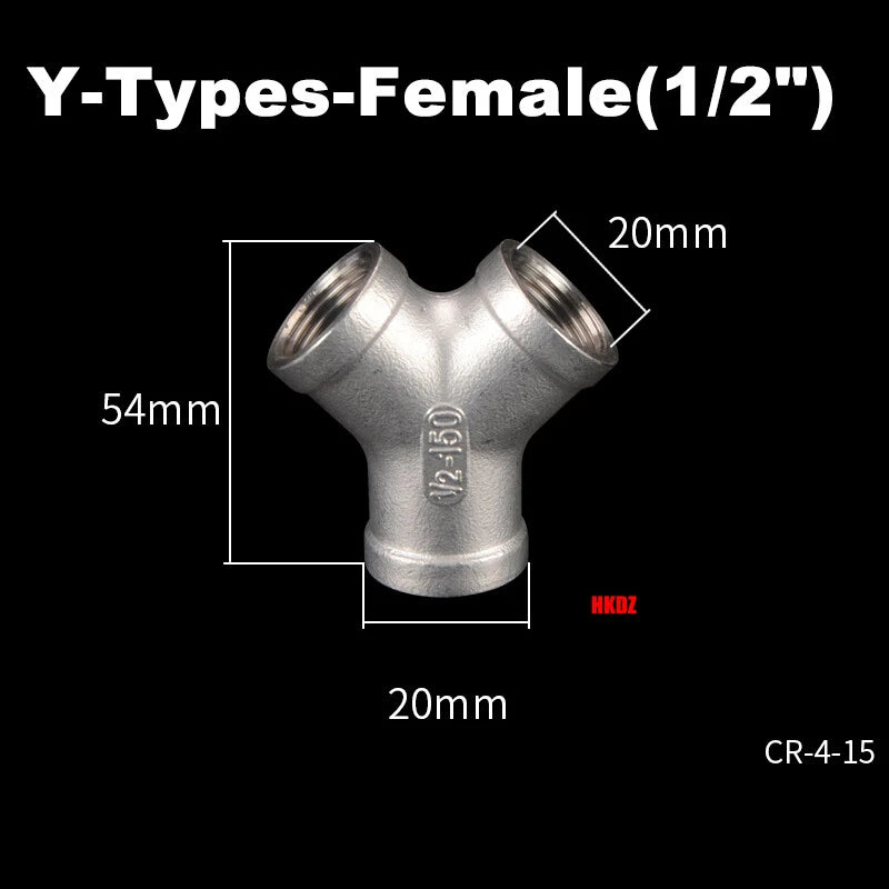 304 Stainless Steel BSP 3-Way Pipe Fitting — 1/4" to 2" Female & Male Thread Tee Connector