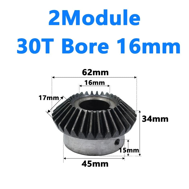 Bevel Gear 2 Module Ratio 1:1 Teeth 25 30 Bore Dia 10mm 12mm 14mm 15mm 16mm-28mm