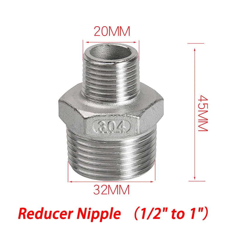 BSP 304 Stainless Steel Pipe Fittings — Elbow, Tee, Nipple, Cross, Bush, Cap (1/2" & 3/4")