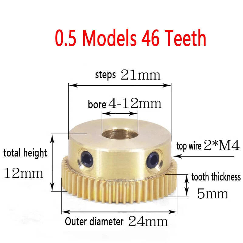 Mod 0.5 Brass Pinion Gear Spur Gears 20-60 Teeth 4-15mm Bore With Screw Hardened