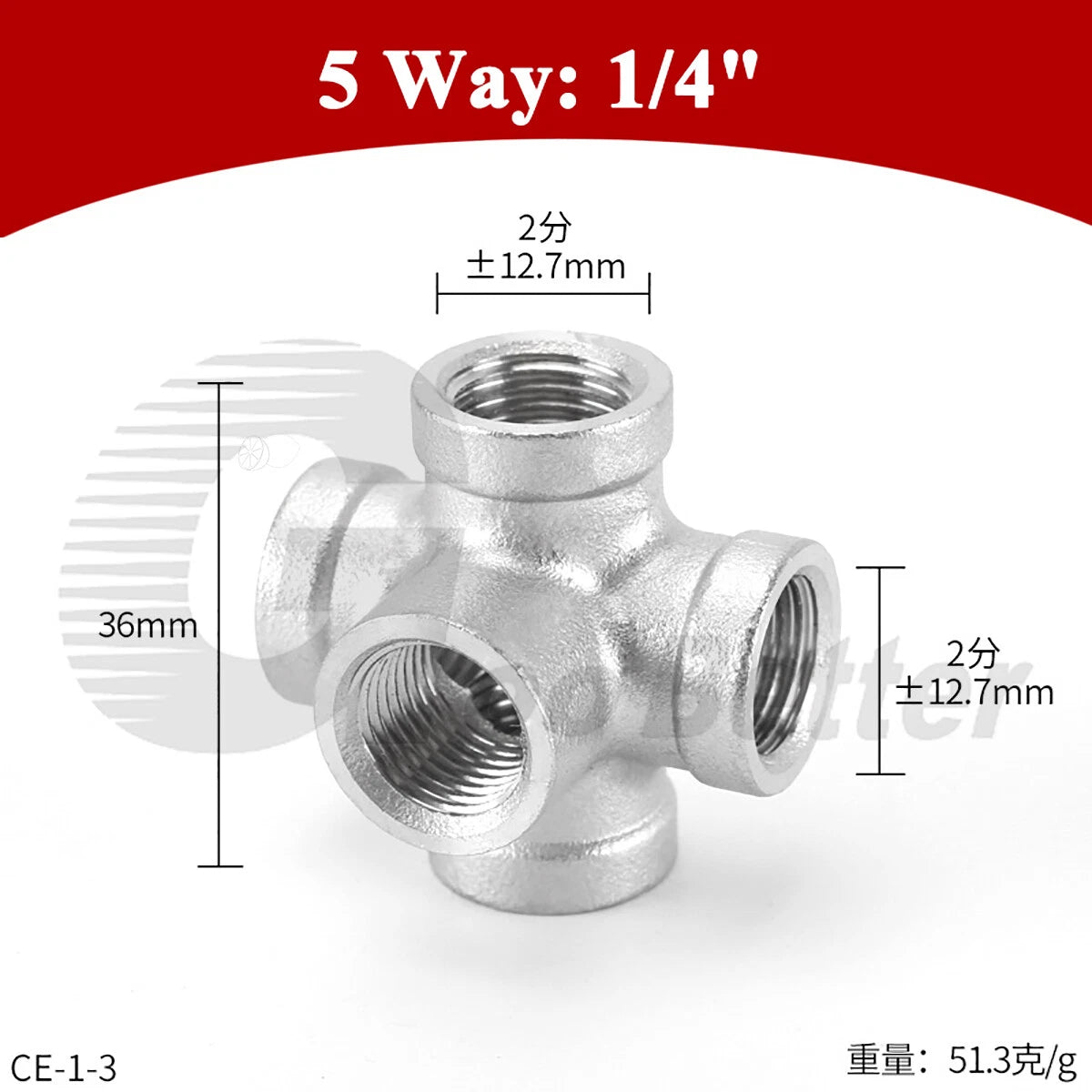 Stainless Steel 3/4/5-Way BSP Female Pipe Fitting Splitter — 304 SS, 1/4" to 2"