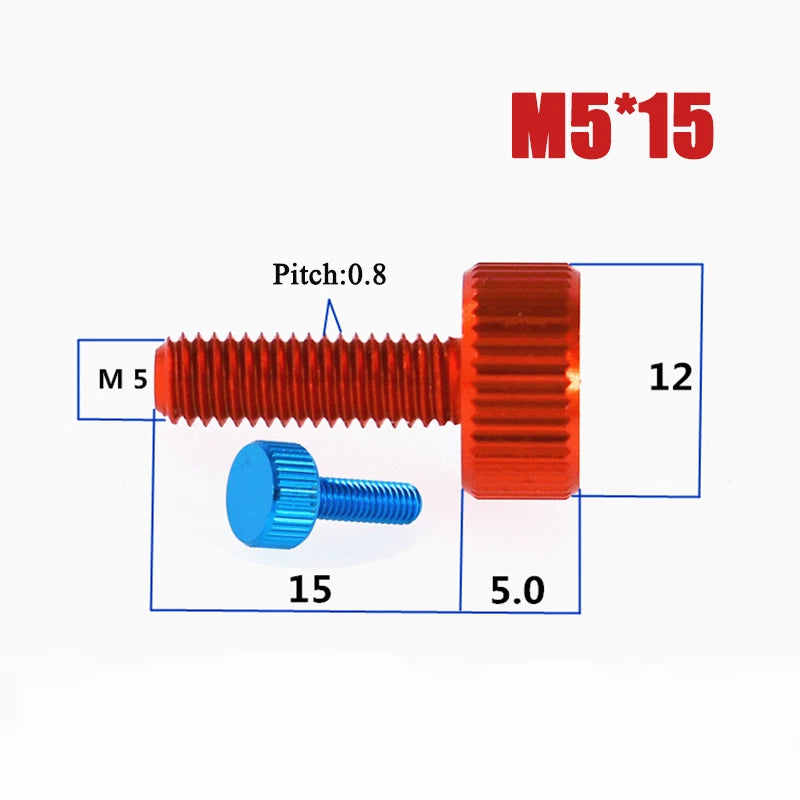 M2–M6 Aluminum Alloy Knurled Thumb Screws | Hand-Tighten Knob Bolts, 10 Colors
