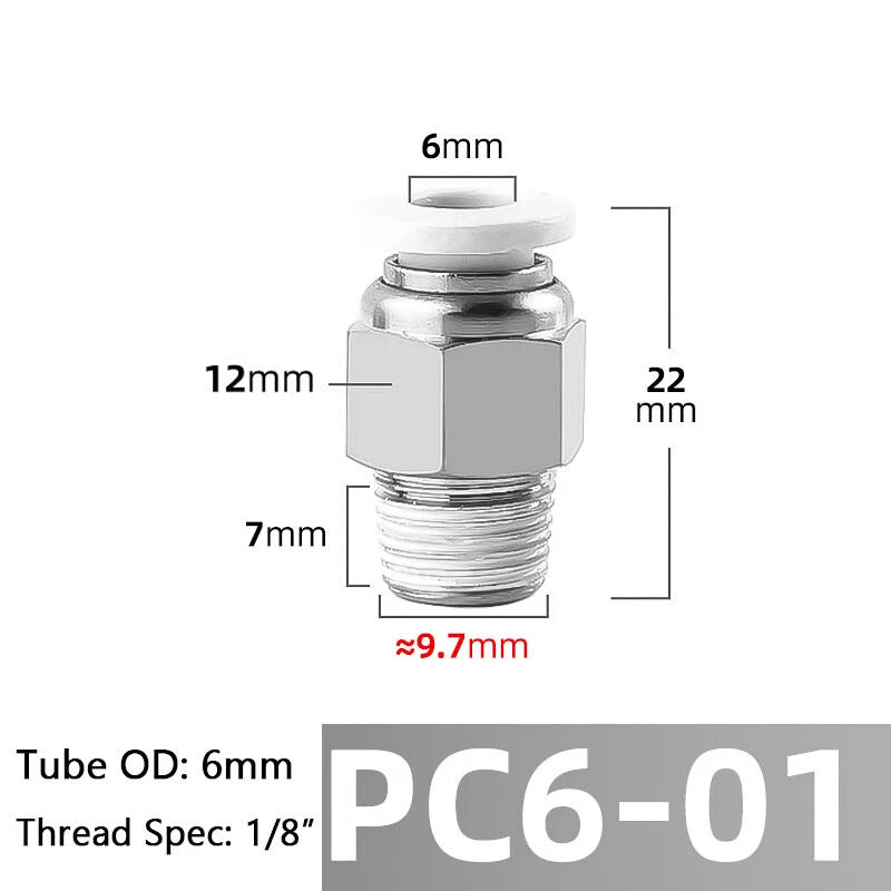 Straight Male Stud Push-to-Connect Pneumatic Fitting for Air & Water Hose