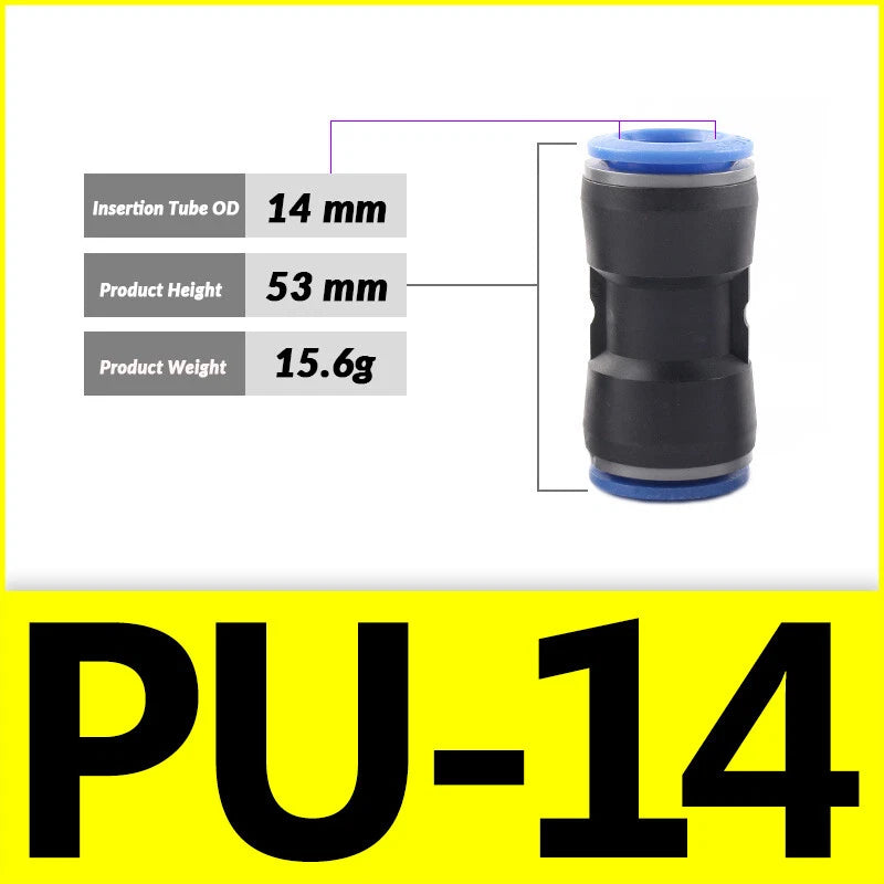 Pneumatic Push-In Fittings — PG / PU / PE Air & Water Hose Connectors, 4mm–16mm