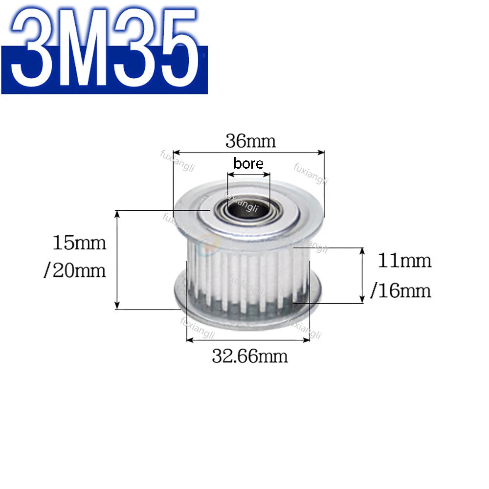 HTD-3M Timing Belt Idler Pulley Smooth Tooth/Toothed Tensioner Pulley Width 11mm