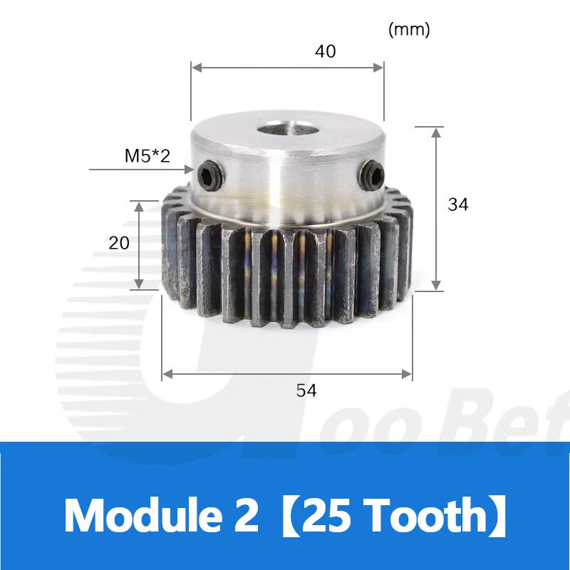 Mod 2 Spur Gear C45 Steel with Hub 12 - 60 Tooth Motor Pinion Hardened Precision