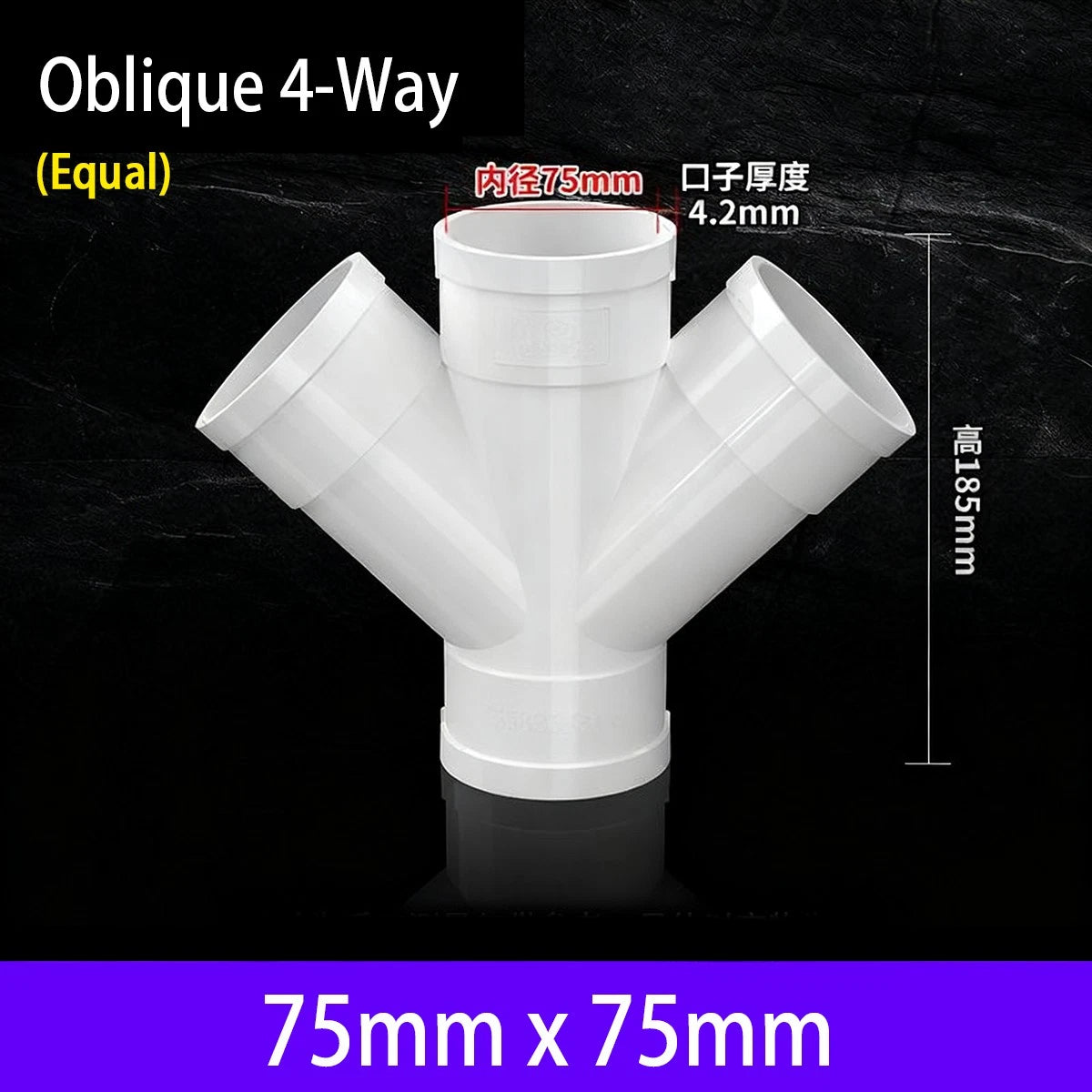 PVC 4-Way Equal Reducer Drainage Pipe Connectors Various Types Tube Fittings