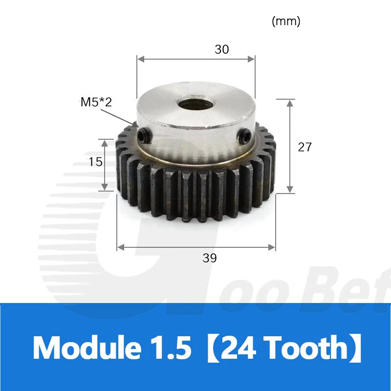 Spur Gear C45 Steel Mod 1.5 with Hub 12-60 Tooth Motor Pinion Hardened Precision
