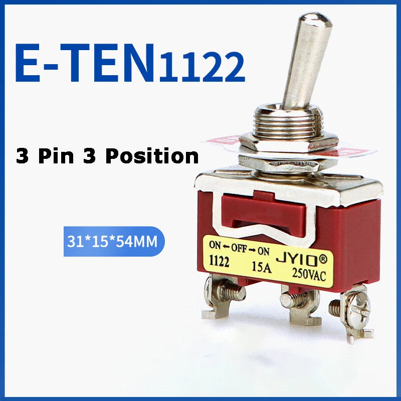 Metal Toggle Switch 250V AC 15A — On/Off Flick Switch for Dashboard & Panel (BEM / E-TEN)