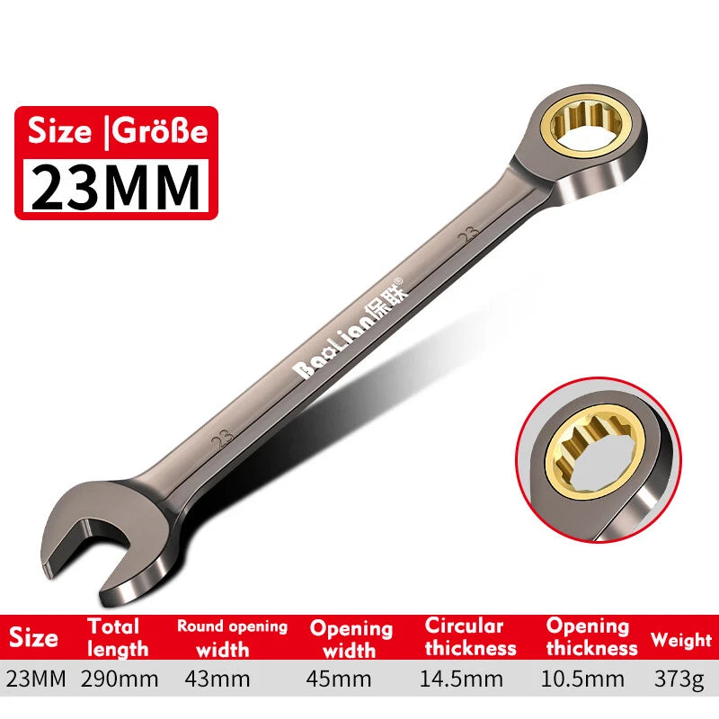 Ratchet Spanner Combination Fixed & Flexi 6 - 32mm Different Sizes Tool Wrench
