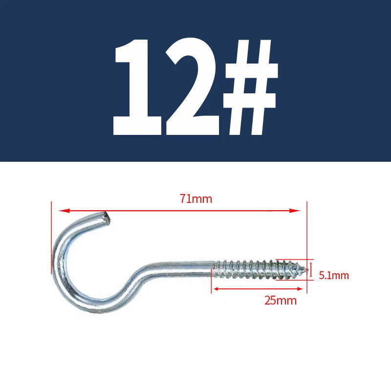 Zinc Screw Eyes & Hooks — Metric Wood Thread, 16–105mm, Hook & Eye with Optional Wall Plug