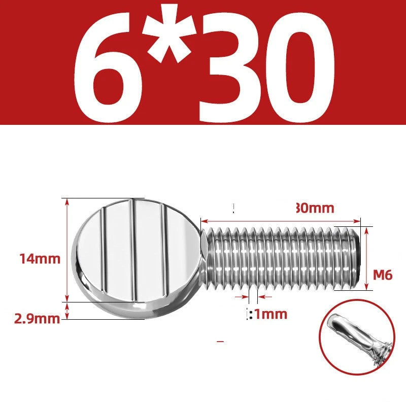 M4–M10 & 1/4"-5/16" Spade-Head Thumb Screws – A2 304 Stainless Steel, Tool-less Hand Grip