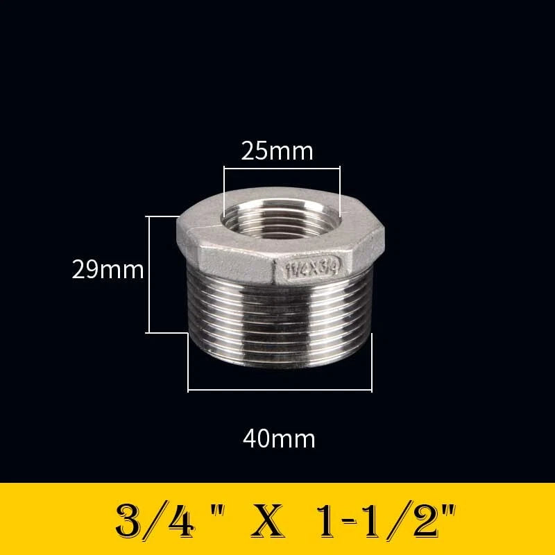 304 Stainless Steel Reducing Bush Adaptor | Male to Female NPT Pipe Fitting