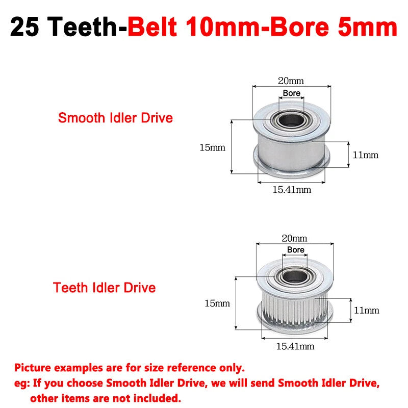 2GT Smooth-Tooth Idler Pulley 16Tooth - 40Tooth Bore 3mm 4mm 5mm 6mm 7mm 8mm