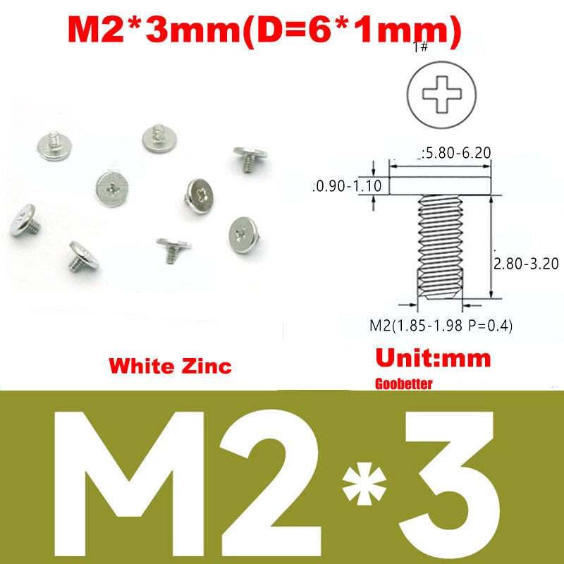 CM2/CM2.5/CM3/CM4 Ultra Thin Wafer Flat Head Phillips Screws – For Laptop & Computer Repair (M2–M4)