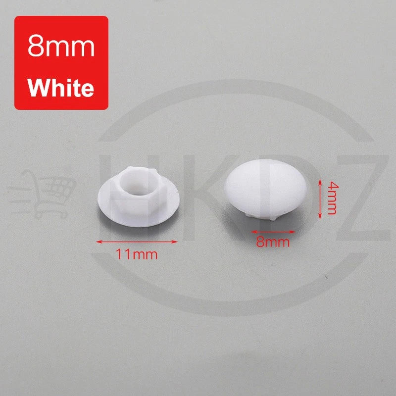 Plastic Screw Caps Covers – 5mm to 40mm Push-in Furniture Hole Plugs, Black, White and Brown