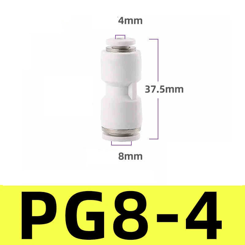 White Pneumatic Push Fit Connector Tube Pipe Joiner Air Water Lines Hose 4-16mm