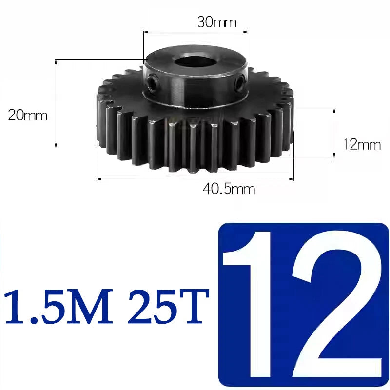 Spur Gears 1.5 Mod Transmission Gear With Step 45#Steel Pinion Motor Gear 15~50T