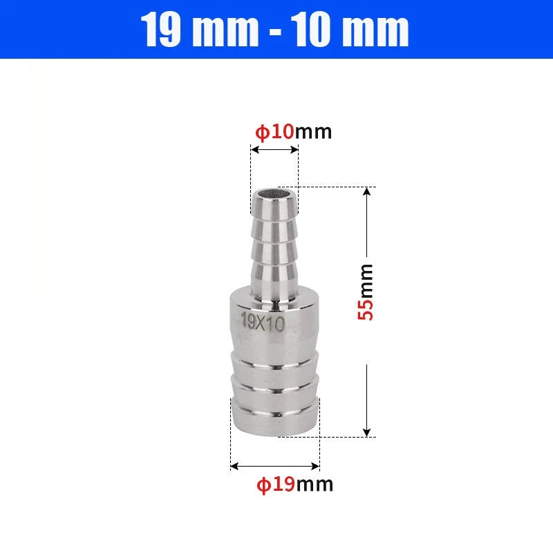 6mm~50mm Stainless Reducer Barbed Hose Joiner Connector Air Water Pipe Gas Tubi