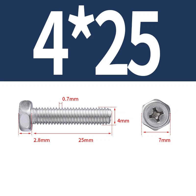 A2 Stainless Steel Hex Head Machine Screws – M3 M4 M5 M6 M8, Fully Threaded (304 Grade) - HomeDIYer